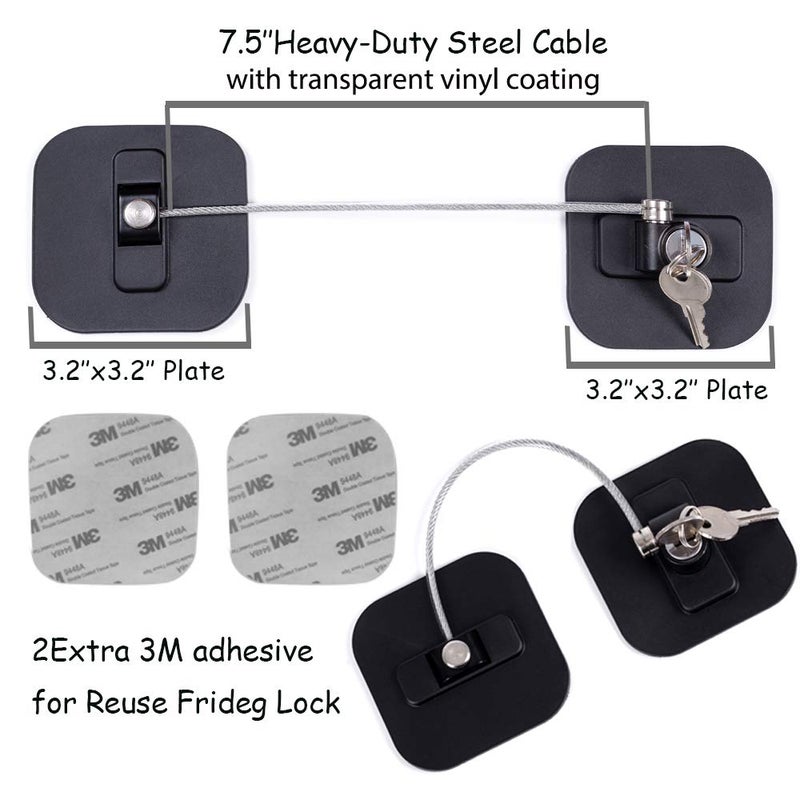 BAOWEIJD Refrigerator Lock,Fridge Lock with Keys,Freezer Lock and Refrigerator Lock for Child Proof,1Pack Black Fridge Lock - Image 4